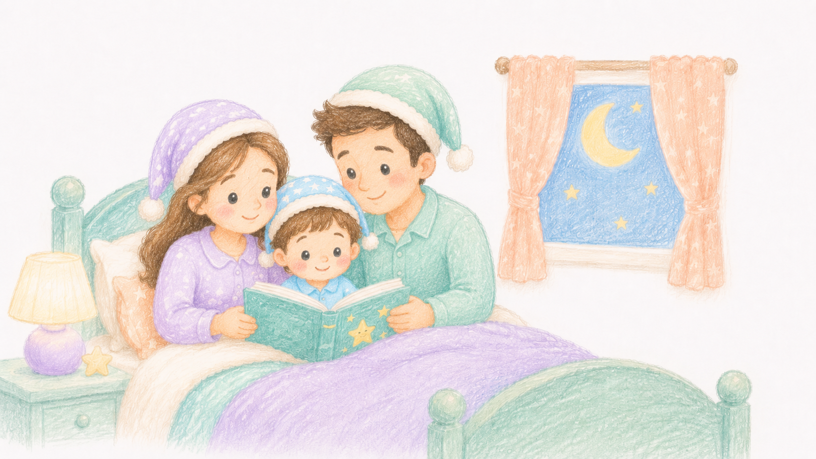 親子睡前共讀插圖