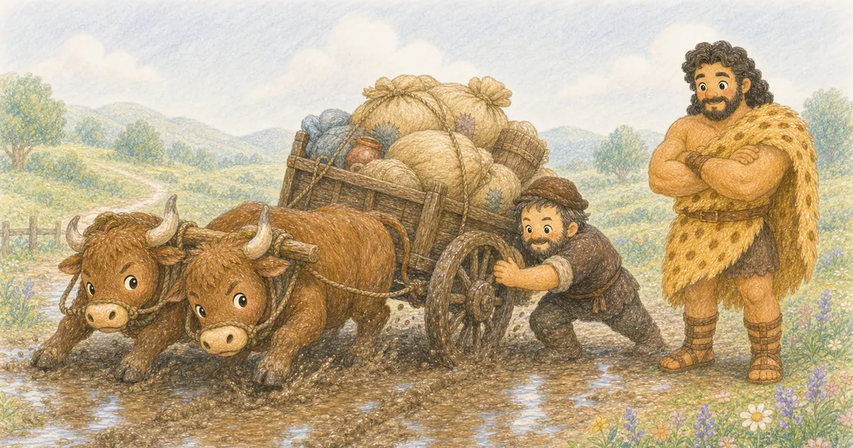 赫拉克勒斯與車夫插畫：第 6 段