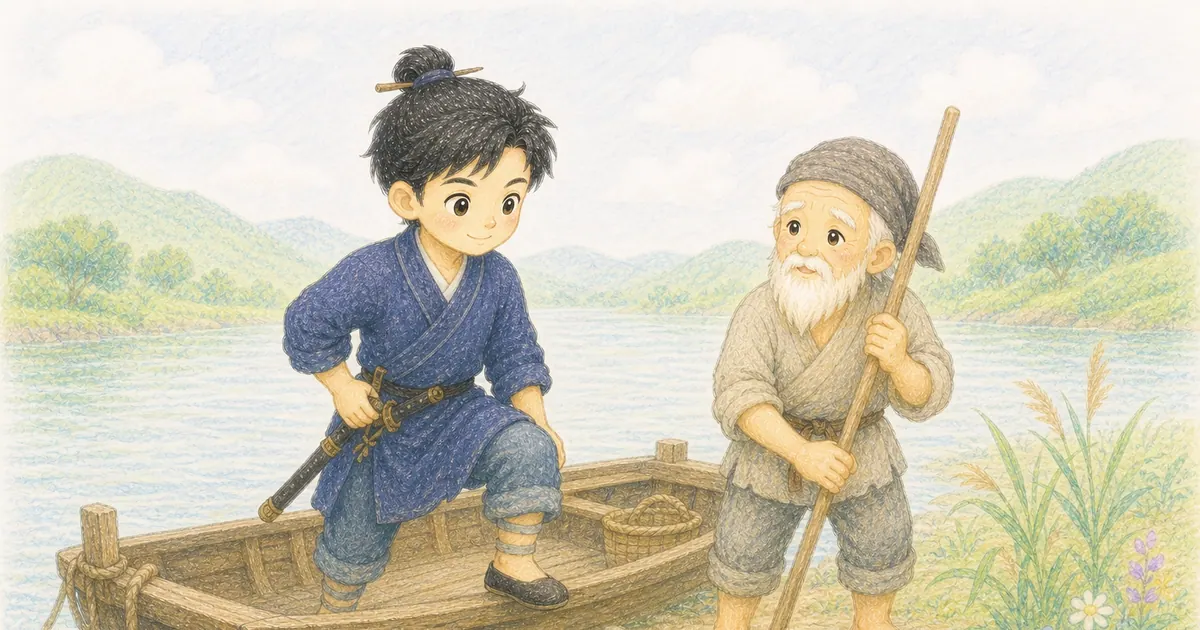 刻舟求劍插畫：第 1 段