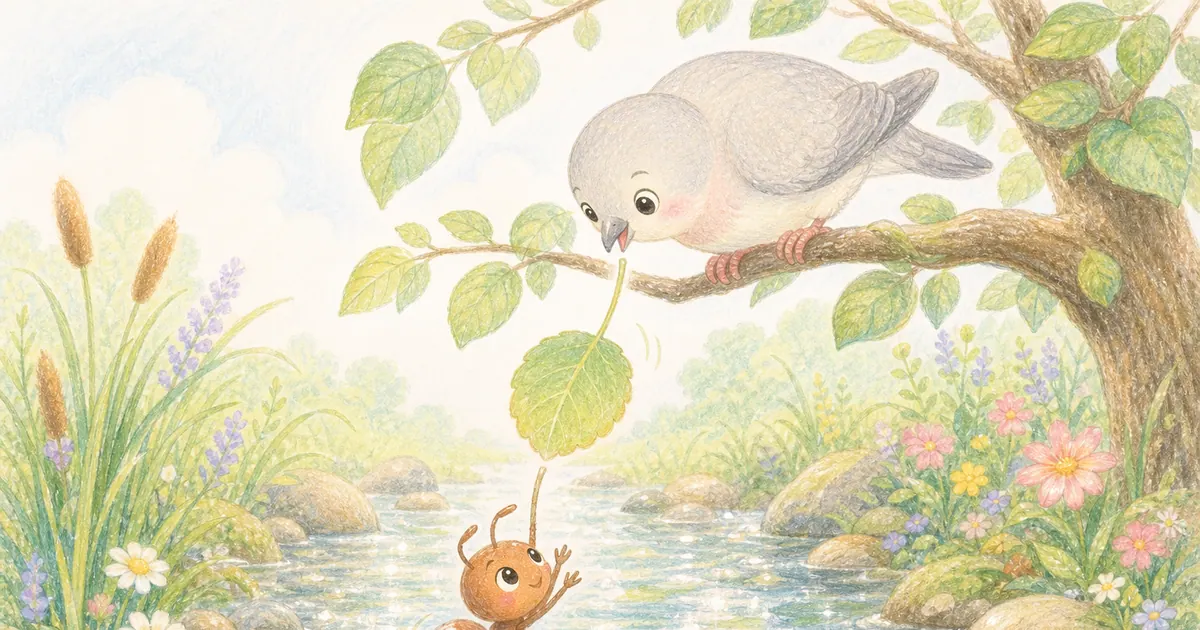螞蟻與鴿子插畫:第 3 段