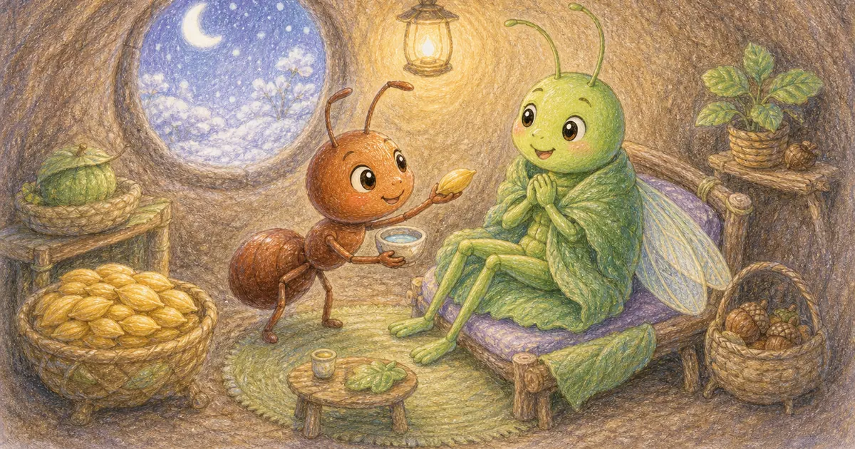 螞蟻與蚱蜢插畫:第 7 段