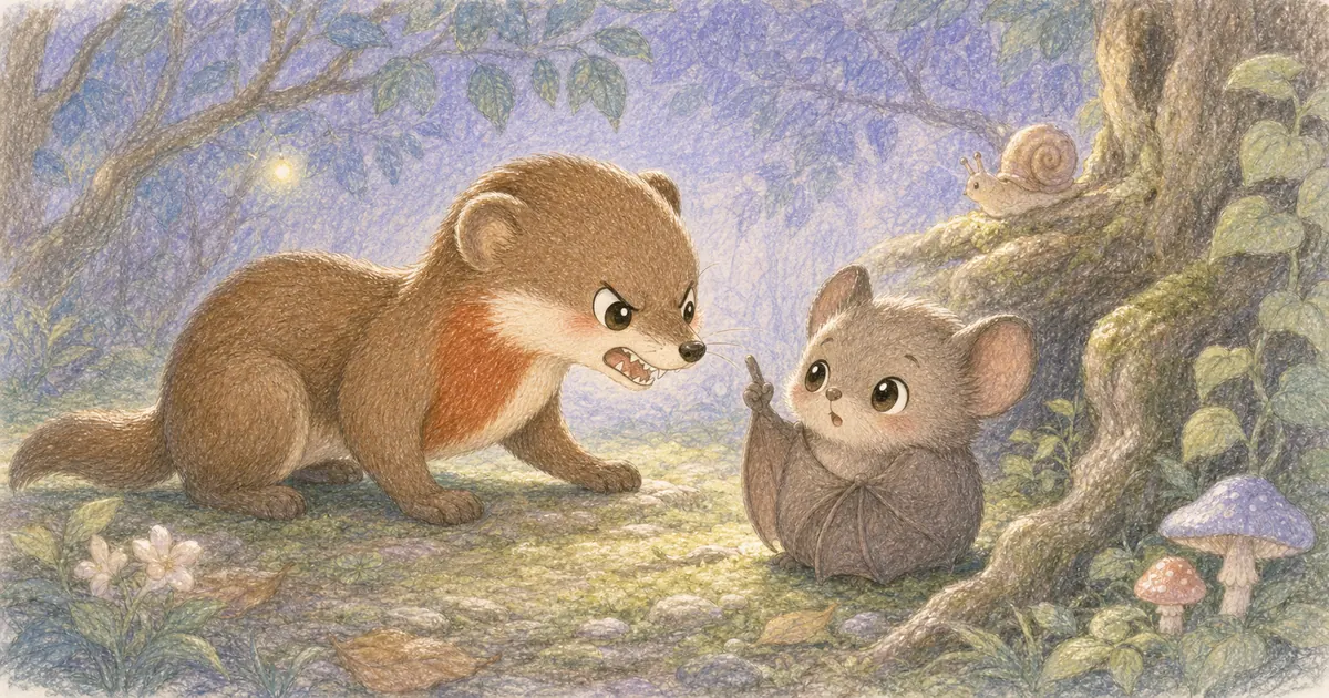 蝙蝠與黃鼠狼插畫：第 2 段