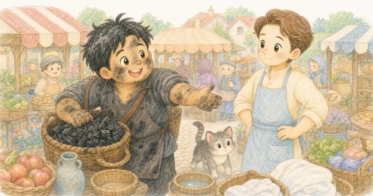 燒炭人與漂布匠插畫：第 2 段