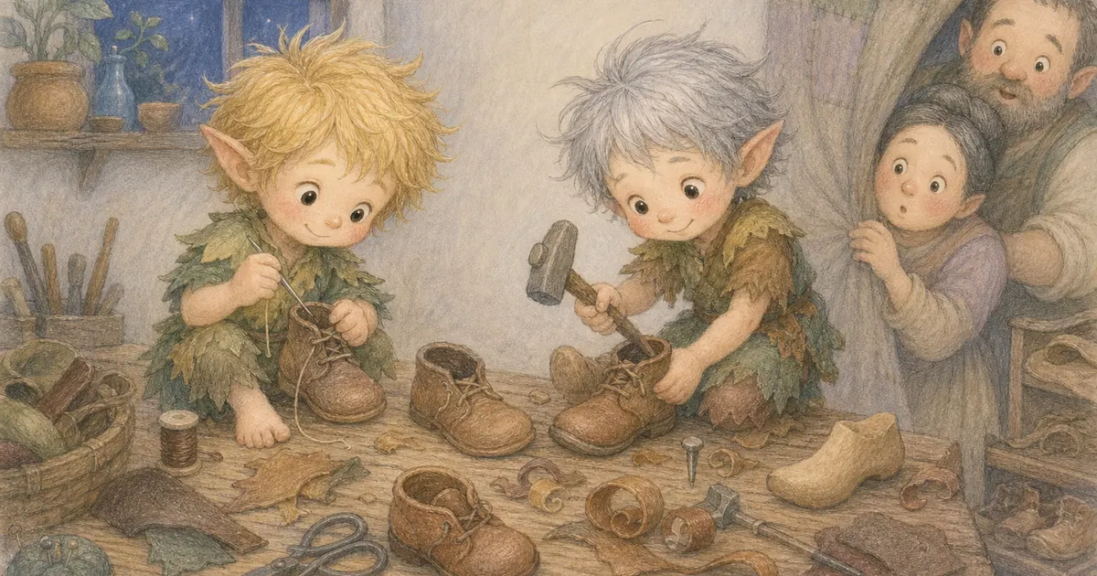 小精靈與鞋匠插畫:第 5 段