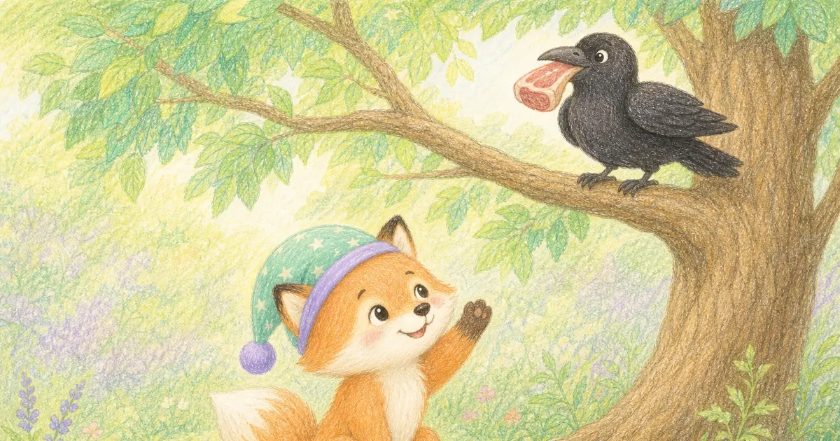 狐狸與烏鴉插畫:第 3 段