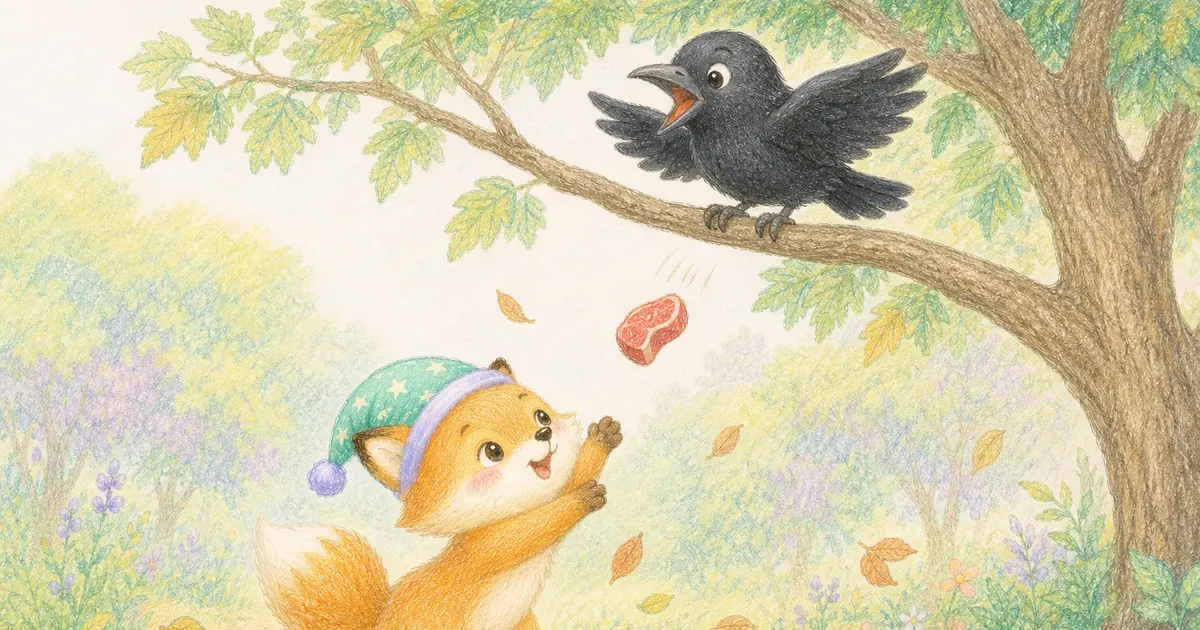 狐狸與烏鴉插畫:第 5 段
