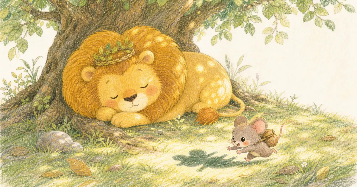 獅子與老鼠插畫：第 1 段