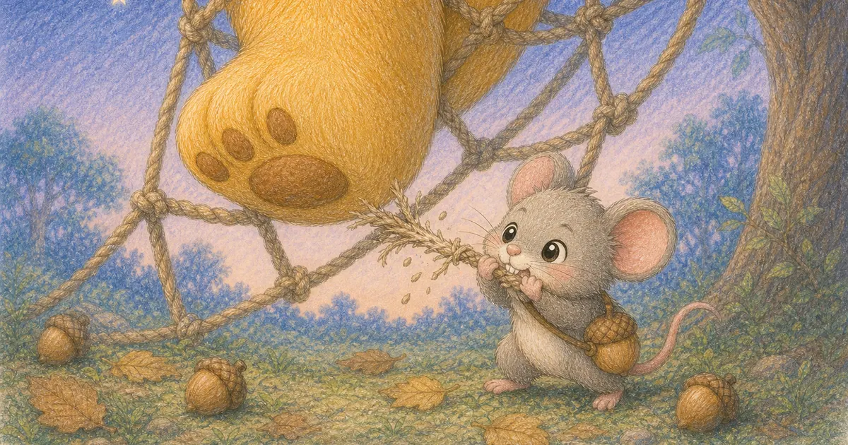 獅子與老鼠插畫：第 6 段