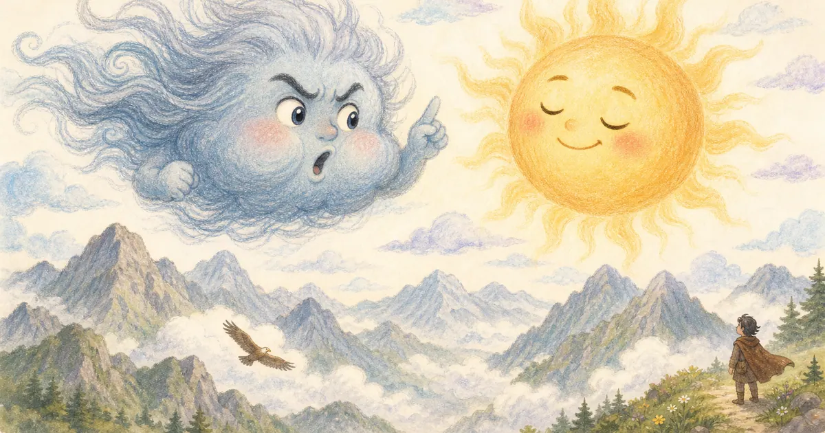 北風與太陽插畫:第 1 段
