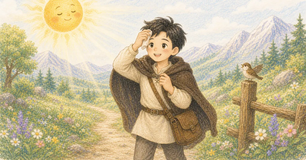 北風與太陽插畫:第 6 段