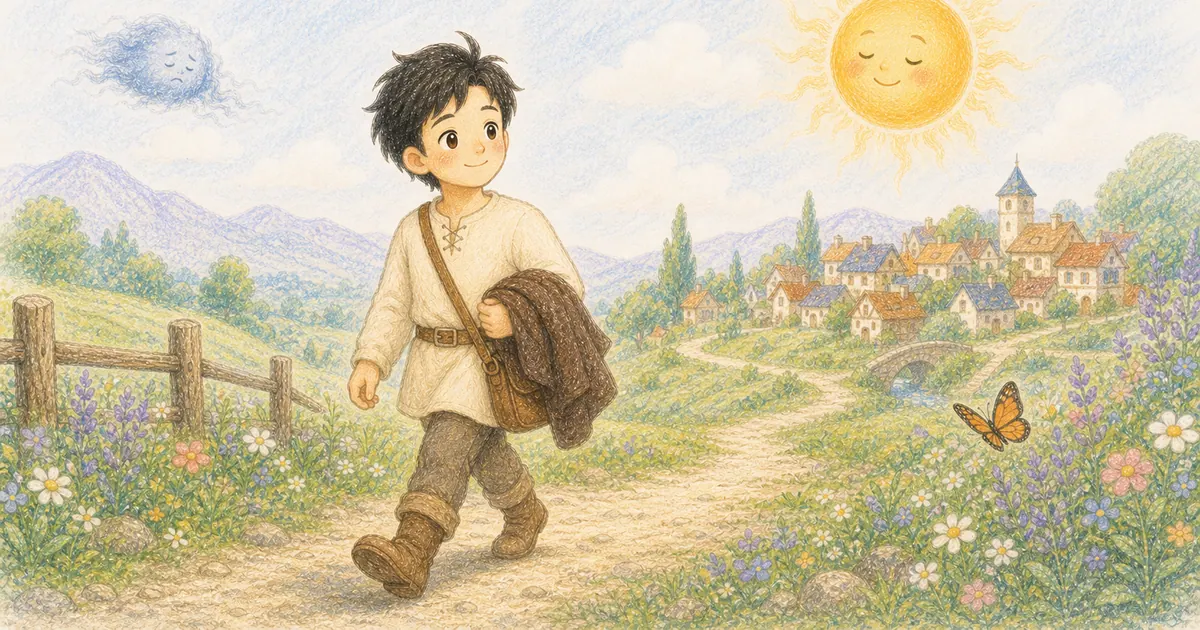 北風與太陽插畫:第 7 段