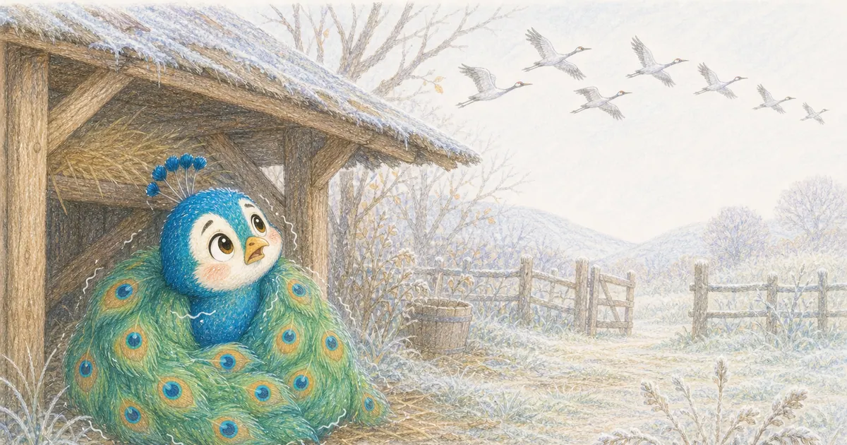 孔雀與鶴插畫：第 6 段