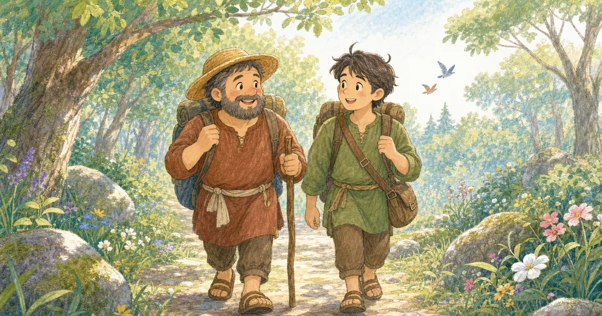兩個旅人與熊插畫:第 1 段