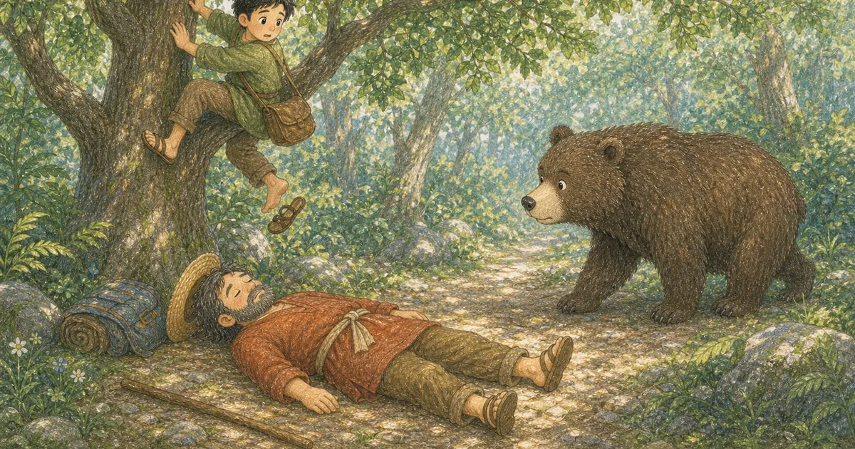 兩個旅人與熊插畫:第 4 段